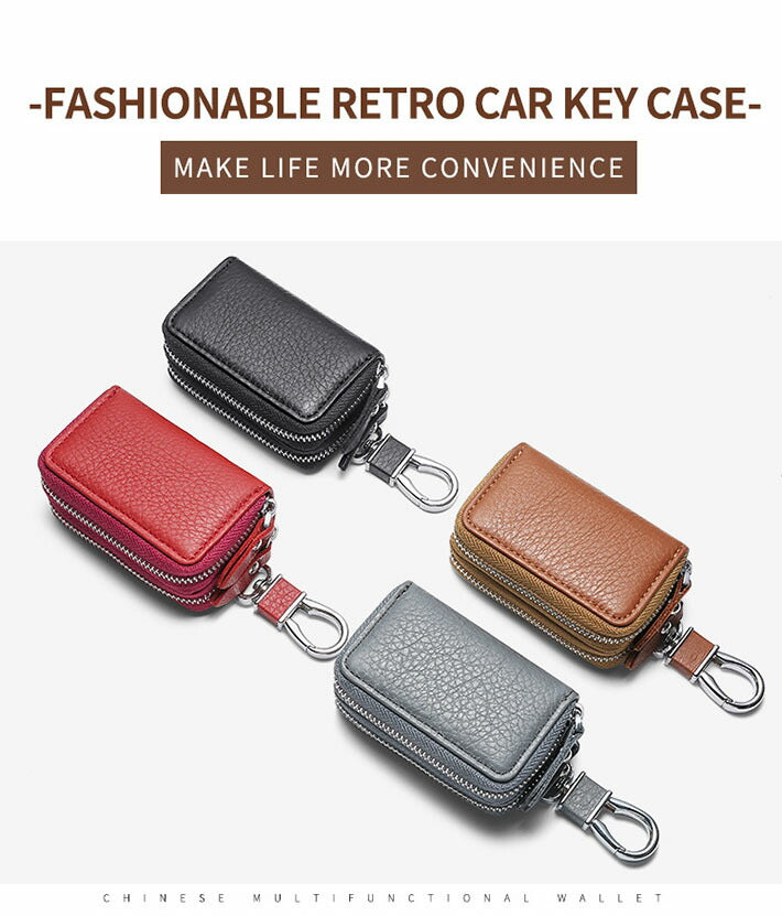 スマートキーケース スマートキー 2個収納 キーケース 革 車 キーリング 付き レザー メンズ レディース スマートキー 小銭入れ 本革 スマートキー対応