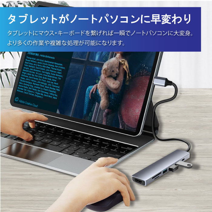 USB Type-C ハブ 7in1 7ポート USB 3.0 HDM 4K SD 対応 5Gbps 高速データ転送 小型 軽量 薄型 変換 アダプターコンパクトMacBook Pro Air iPad Pro Galaxy デバイス対応