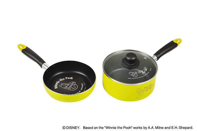 ディズニー ふっ素加工IH対応鍋・フライパン・ガラス蓋3点セット18㎝(くまのプーさん/バッジ)