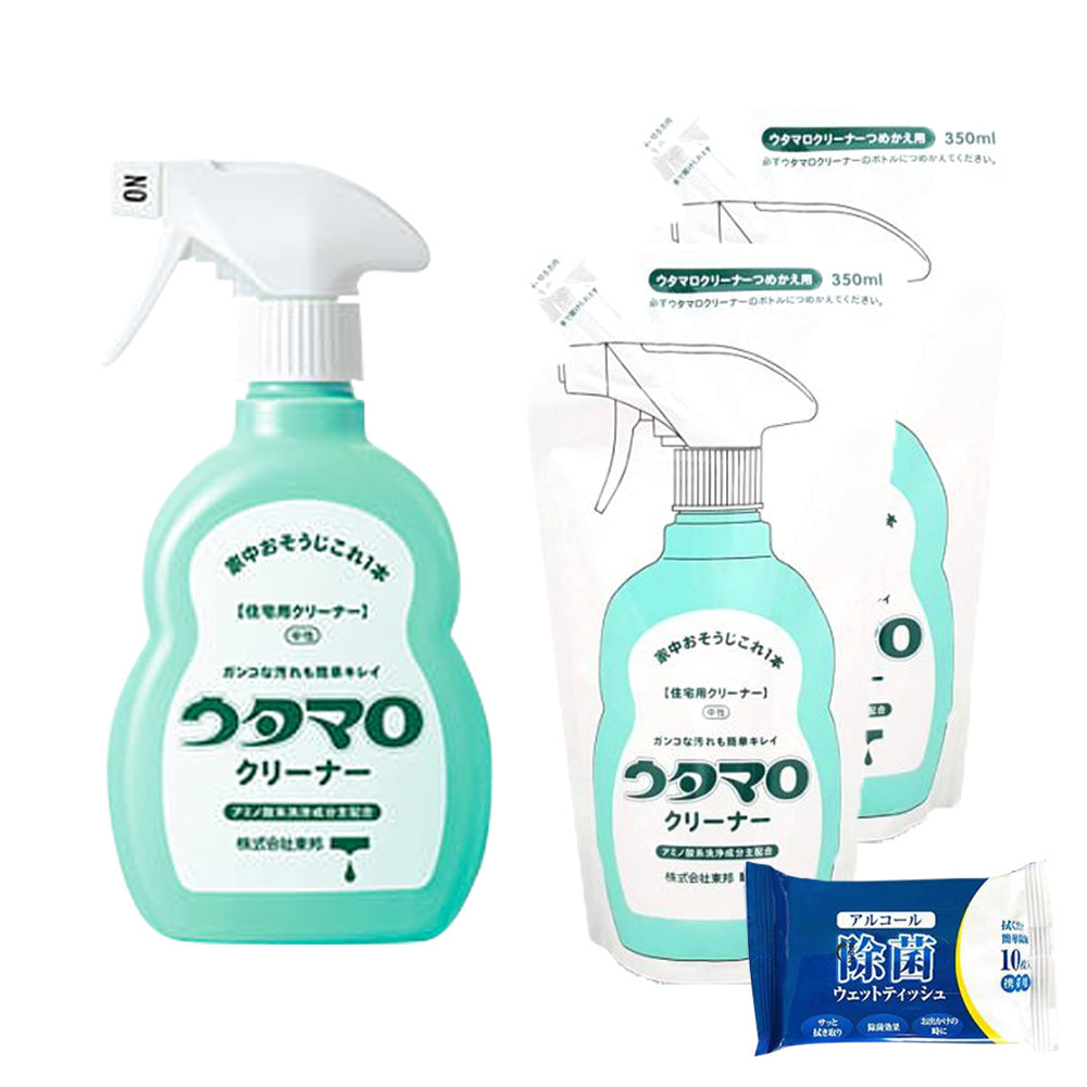 ウタマロ ガンコな汚れ用 ウタマロクリーナー 本体400ml + 詰め替え350ml ×2個 +ウェットティッシュ まとめ買い 手肌にやさしい中性