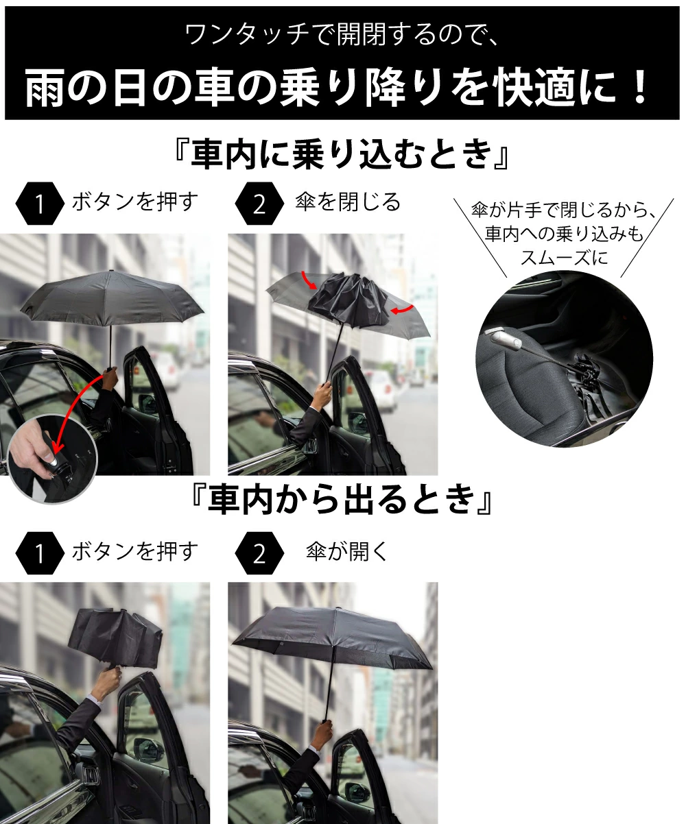 折りたたみ傘 59cm 雨傘 メンズ 自動開閉 ジャンプ傘 超撥水 シンプル メンズ 通勤 通学 折れにくい 丈夫 傘 男性 紳士 大人 収納袋 給水素材