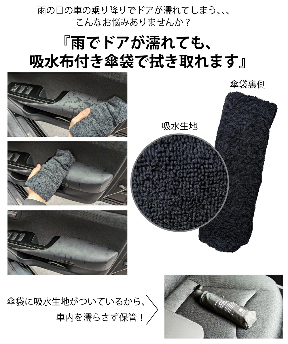 折りたたみ傘 64cm 雨傘 メンズ 自動開閉 ジャンプ傘 超撥水 シンプル メンズ 通勤 通学 折れにくい 丈夫 傘 男性 紳士 大人 収納袋 給水素材