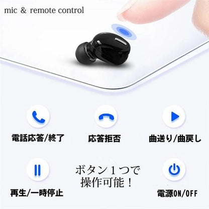 片耳イヤホン bluetooth ハンズフリーイヤホンマイク片耳 ワイヤレスイヤホン 片耳 Bluetooth5.0 左右兼用 高音質 iPhone android スマホ 対応 マイク付き