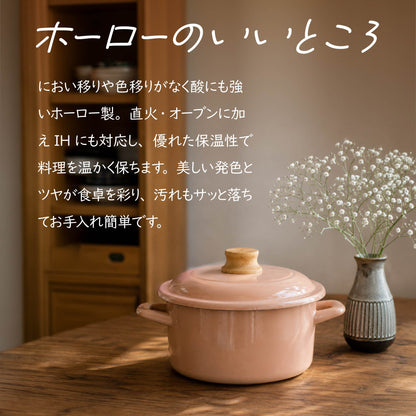 富士ホーロー コットンプラス キャセロール 20cm 両手鍋 ホーロー鍋 2.9L IH ガス火対応 オーブン 食洗機対応 目盛り 注ぎ口 蓋付き カレー シチュー 煮込み鍋 おしゃれ CTP-20W