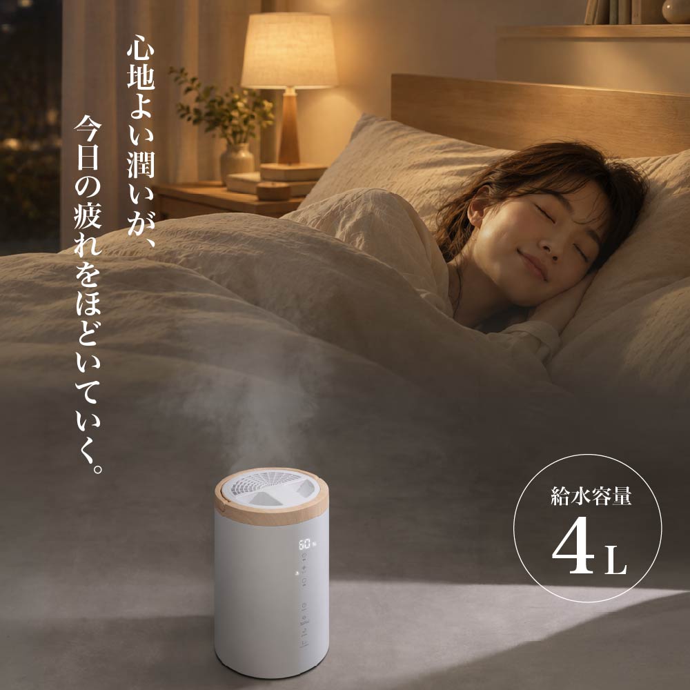 加湿器 スチーム式 4L 大容量 多機能 スチームポット 19畳 750mL/h 湿度設定 おやすみモード eco パワフル クエン酸洗浄 スリーアップ ST-T2674