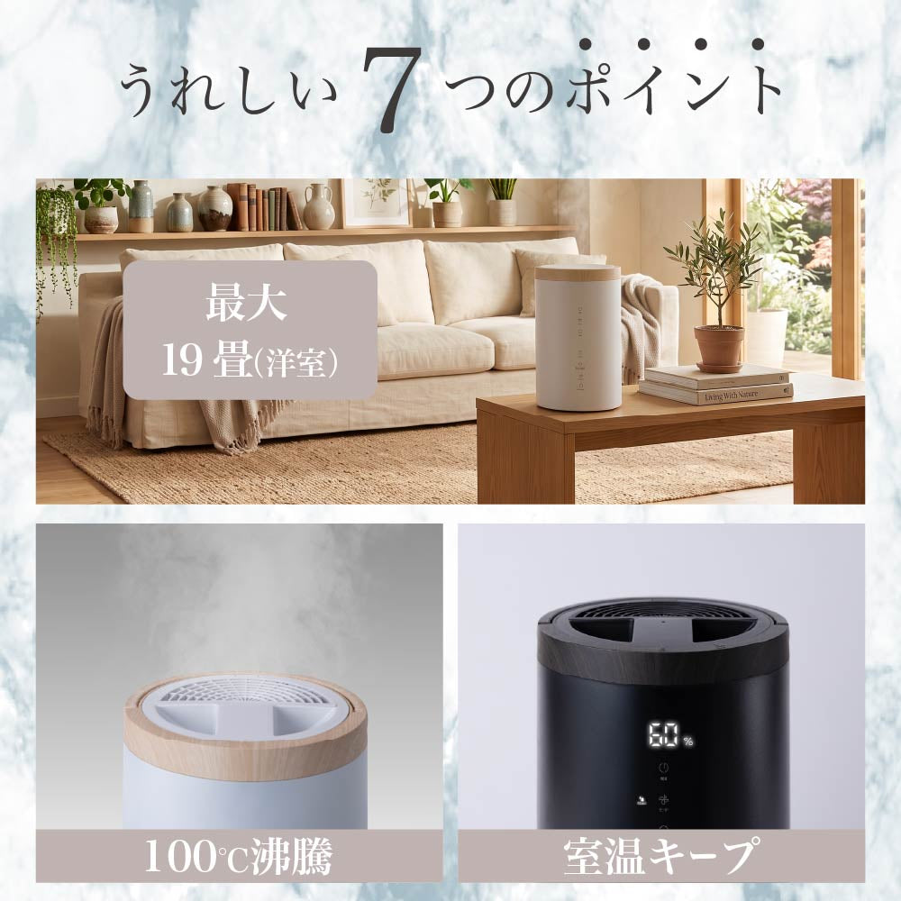 加湿器 スチーム式 4L 大容量 多機能 スチームポット 19畳 750mL/h 湿度設定 おやすみモード eco パワフル クエン酸洗浄 スリーアップ ST-T2674
