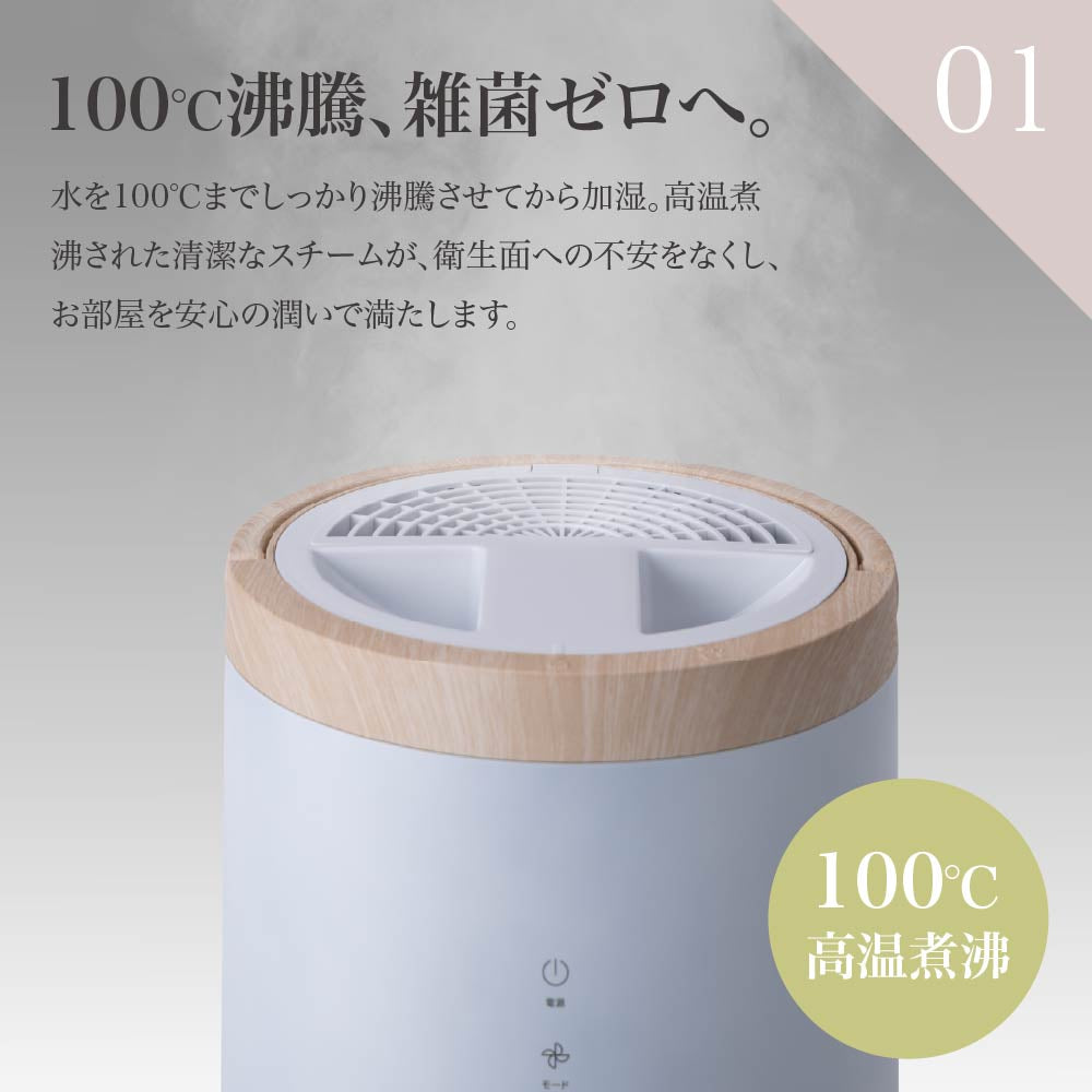 加湿器 スチーム式 4L 大容量 多機能 スチームポット 19畳 750mL/h 湿度設定 おやすみモード eco パワフル クエン酸洗浄 スリーアップ ST-T2674