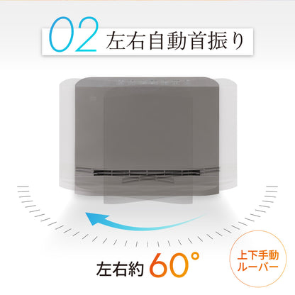セラミックヒーター 1200W 首振り ヒーター 節電センサー スリム パネルヒーター リモコン タイマー 温度設定 速暖 暖房 足元 オフィス 寝室 スリーアップ スマートスリムヒート スイング CH-T2695GG