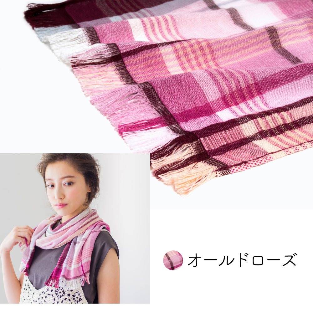 今治 ストール ミクストチェックマフラー 日本製 UVカット 綿 コットン バンブーレーヨン ガーゼストール 薄手 春 夏 マフラー 洗濯可 速乾 チェック ウォッシャブル 日焼け対策 竹繊維 オリム