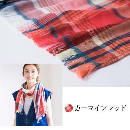 今治 ストール ミクストチェックマフラー 日本製 UVカット 綿 コットン バンブーレーヨン ガーゼストール 薄手 春 夏 マフラー 洗濯可 速乾 チェック ウォッシャブル 日焼け対策 竹繊維 オリム