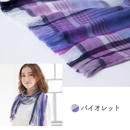 今治 ストール ミクストチェックマフラー 日本製 UVカット 綿 コットン バンブーレーヨン ガーゼストール 薄手 春 夏 マフラー 洗濯可 速乾 チェック ウォッシャブル 日焼け対策 竹繊維 オリム