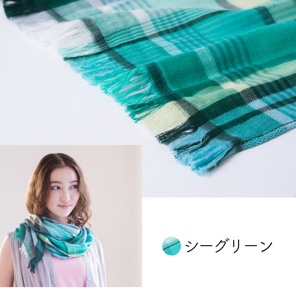 今治 ストール ミクストチェックマフラー 日本製 UVカット 綿 コットン バンブーレーヨン ガーゼストール 薄手 春 夏 マフラー 洗濯可 速乾 チェック ウォッシャブル 日焼け対策 竹繊維 オリム